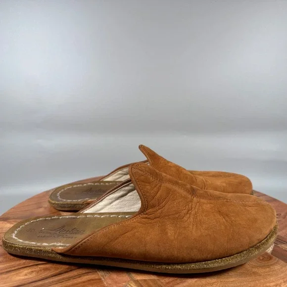 Aintap Handmade Turkish Yemeni Leather Suede Mules Brown Slippers Womens 38 8 - Picture 1 of 6